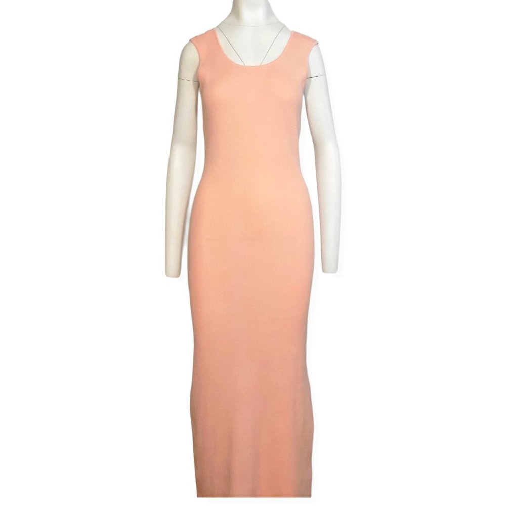 WAYF Gellar Twisted Open Back Midi Sweater Dress Pink